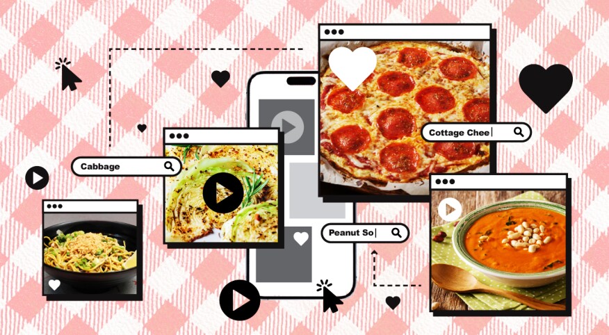 photo collage of viral food recipes