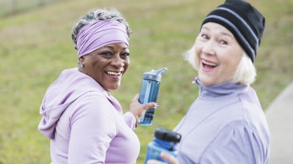 Senior women exercising