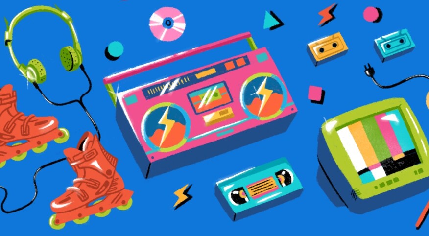 illustration of 90s electronics music playlist