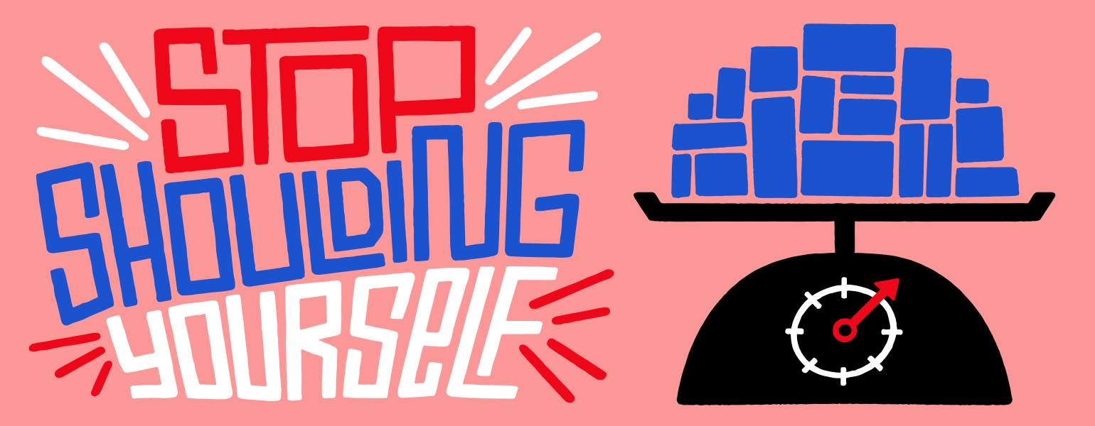 gif of typography on a scale stop shoulding yourself