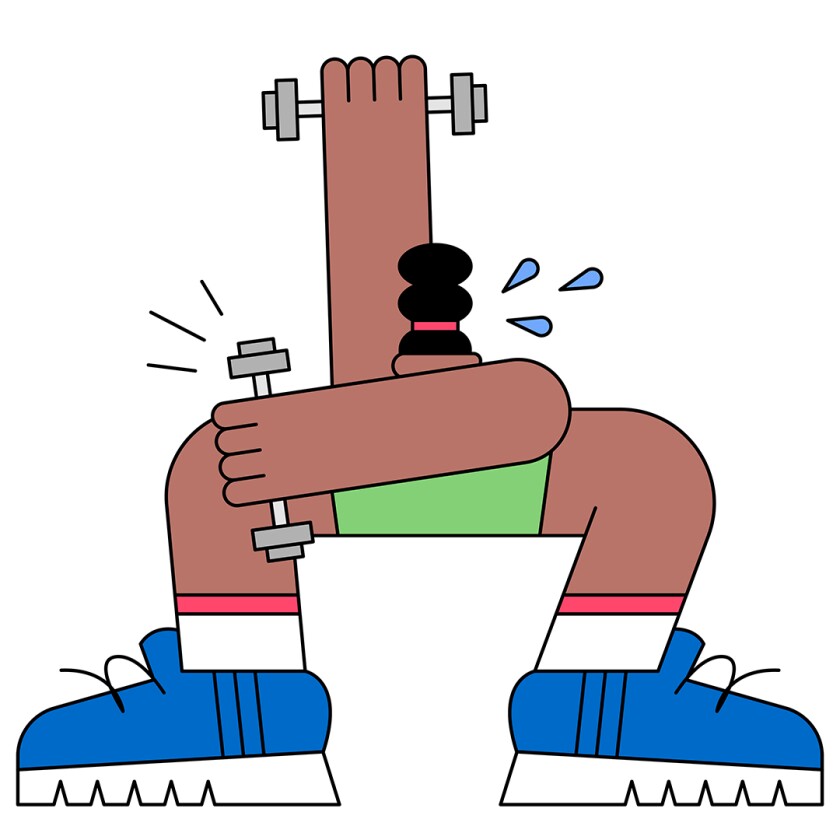 illustration of woman doing a Squat with Shoulder Press 