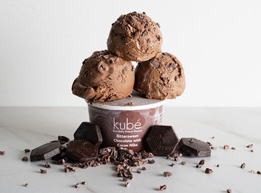 Bitter sweet chocolate with cacao nibs from Kubé Ice Cream in Oakland CA.