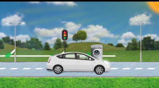 Car on solar powered road