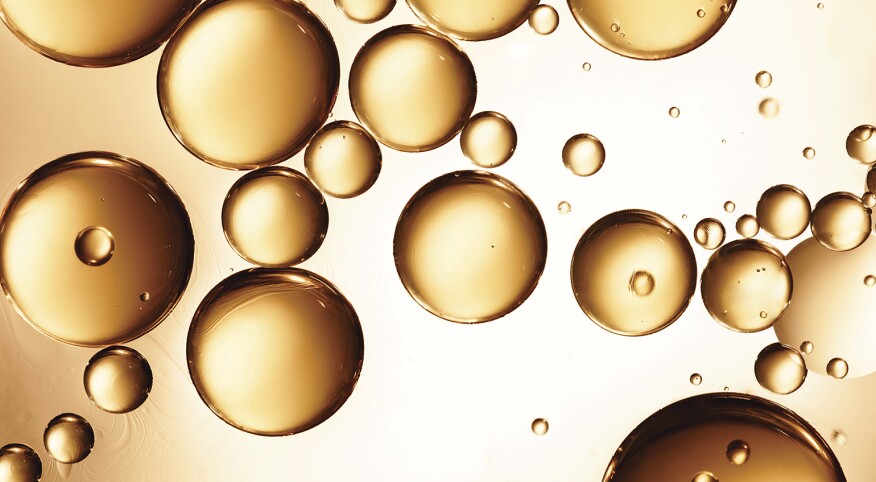 close up essential oil bubbles