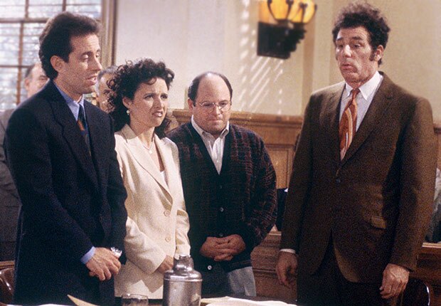 Jerry Seinfeld and cast in the finale of 'Seinfeld'