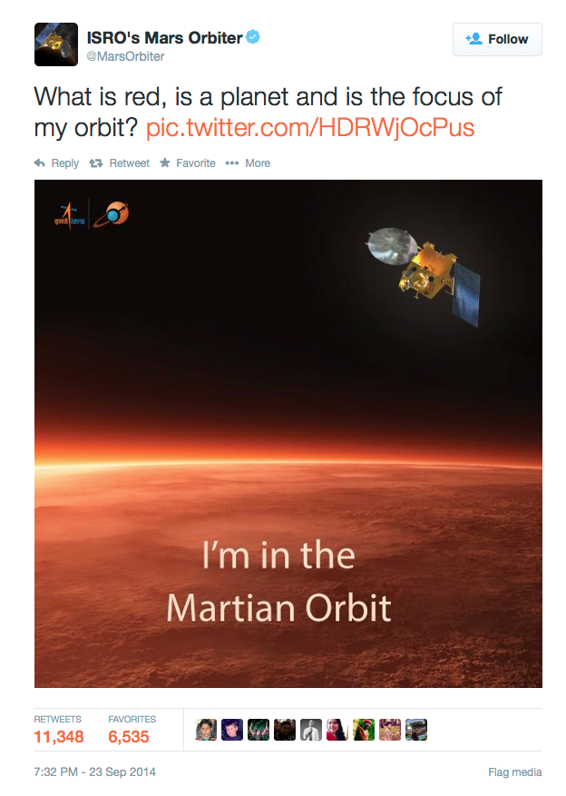 India - Mars satellite - Tweet