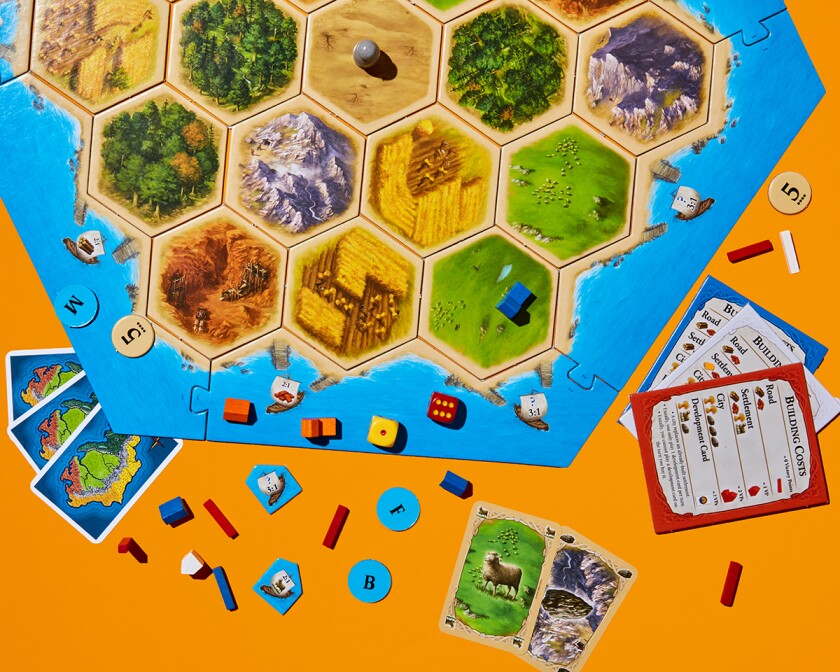 Game pieces from Catan.