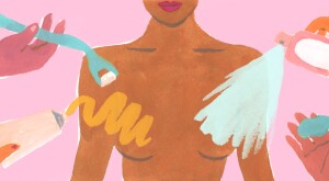 Illustration of non invasive treatments for breast facials.