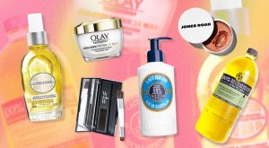photo collage of beauty editors favorite beauty products