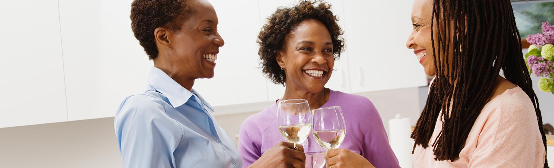 black ladies drinking white wine