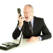 Man yelling into a phone