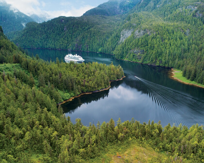 Aerial of Seabourn Sojourn, Misty Fjords, Alaska