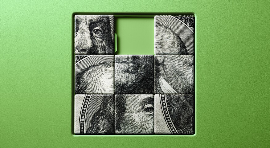 money puzzle on green