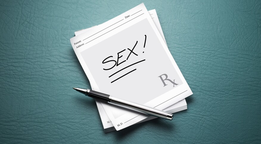 Prescription pad with the word sex written on it