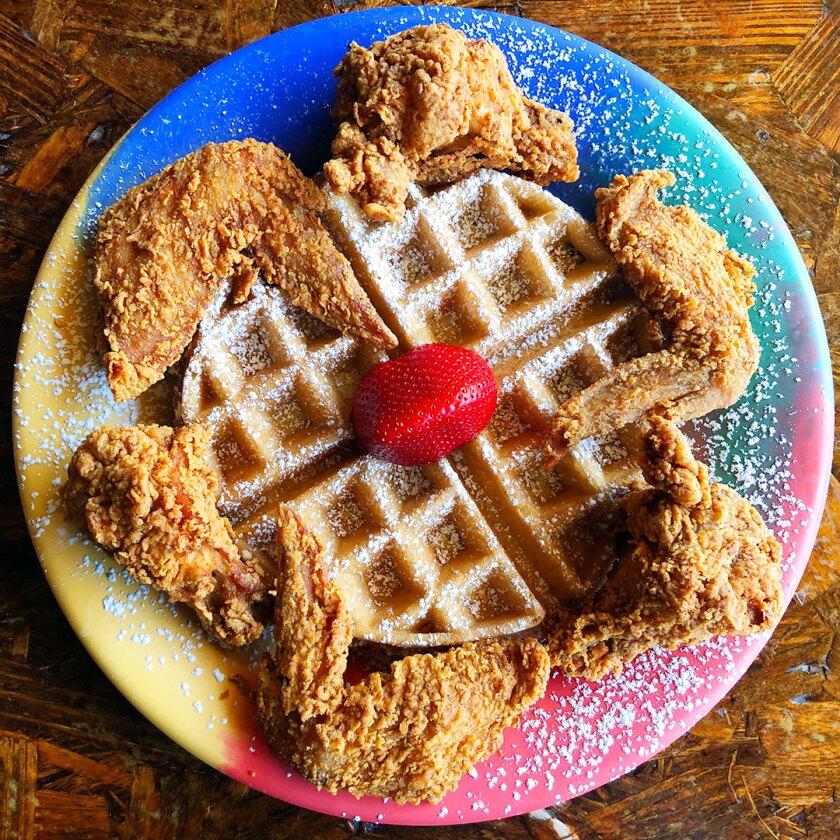 chicken and waffles platter