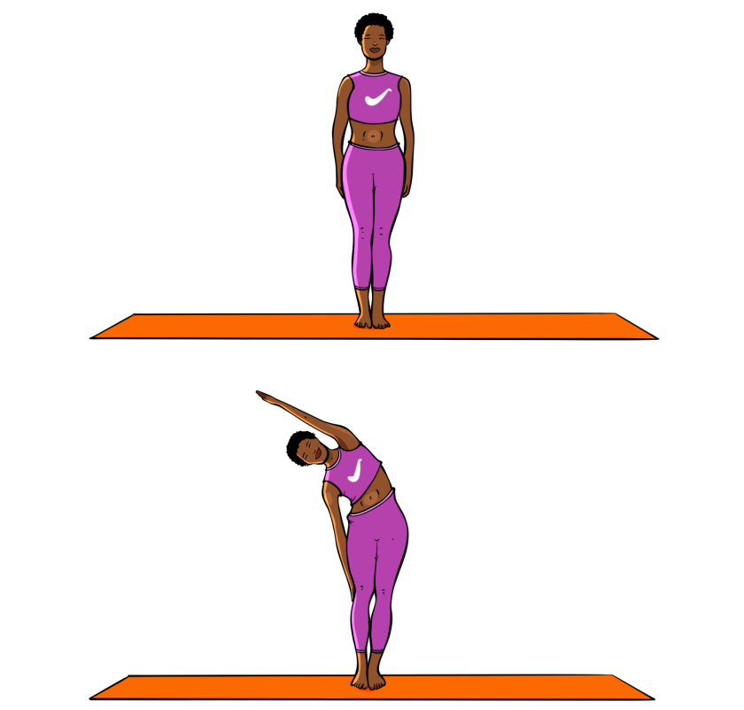 illustration of woman doing side yoga poses