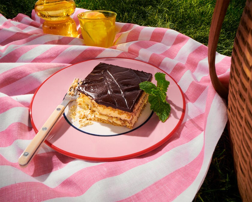 Dessert styled on grass at an outdoor picnic