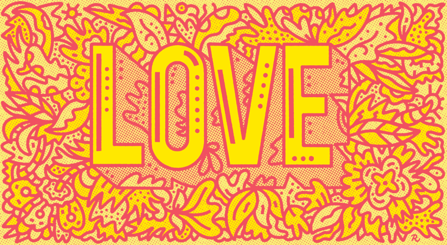 typography illustration of the word love