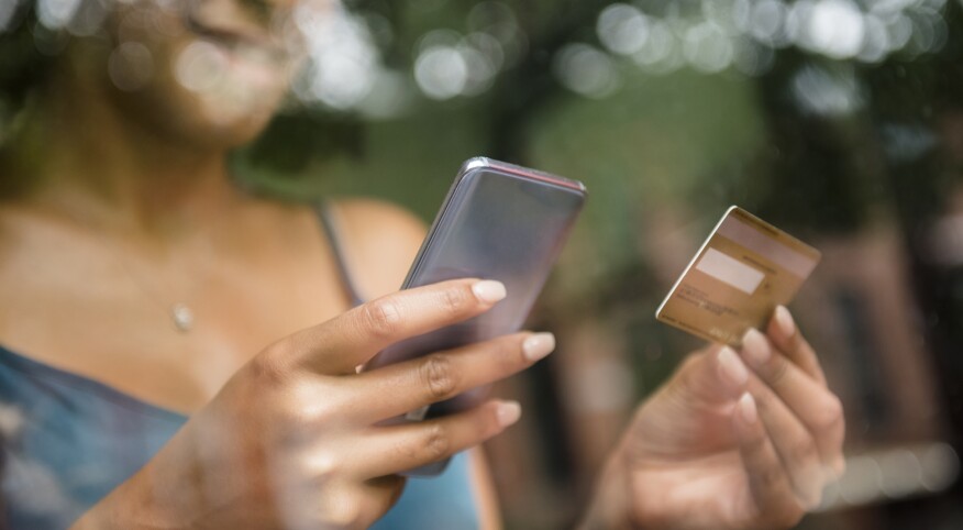 Woman Online Shopping On Mobile Phone