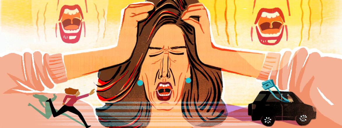 illustration of woman having nervous breakdown