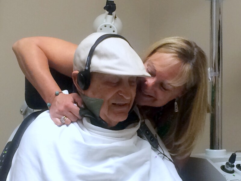 Dad & Amy at eye doc 2