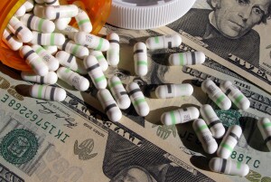 Pills spilled on currency