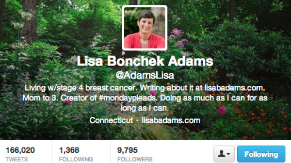 Lisa Bonchek Adams Twitter Profile bio
