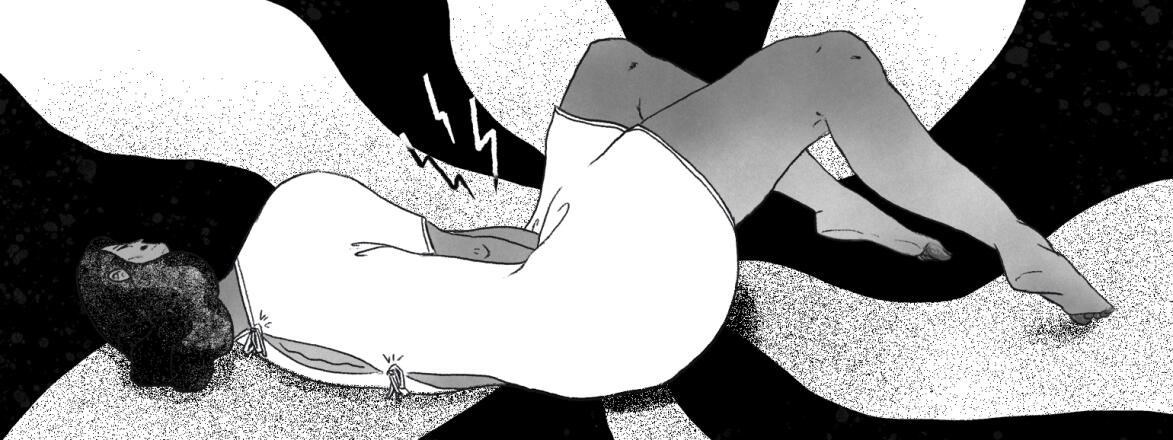 illustration of lady having pelvic pain