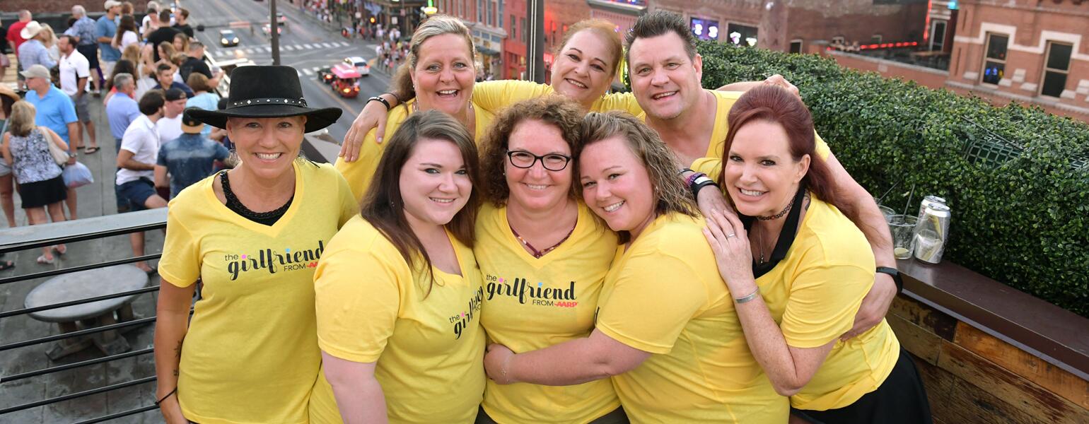 Friends from the vegas shooting have a girls night out wearing The Girlfriend tshirts