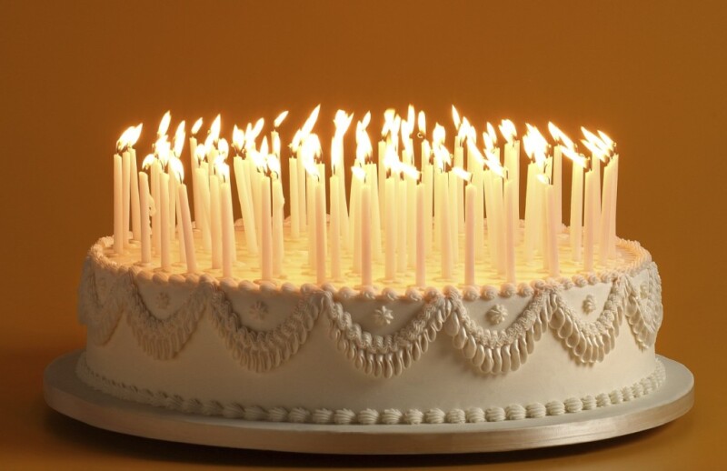Birthday cake with lots of candles