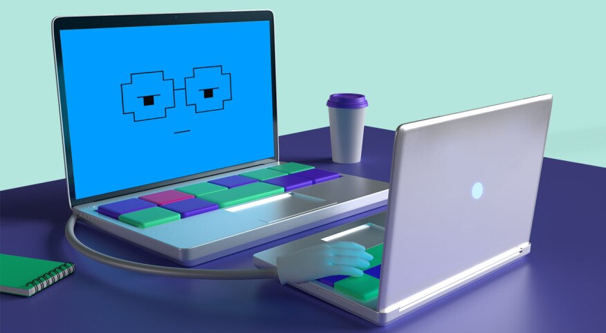 illustration of computer working on another computer, Artificial intelligence