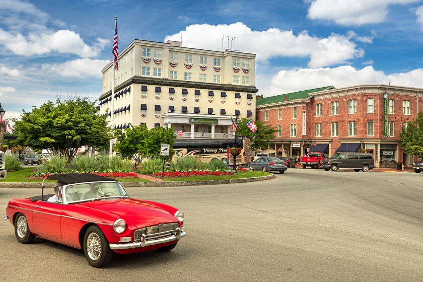 Downtown main street in Gettysburg Pennsylvania USA