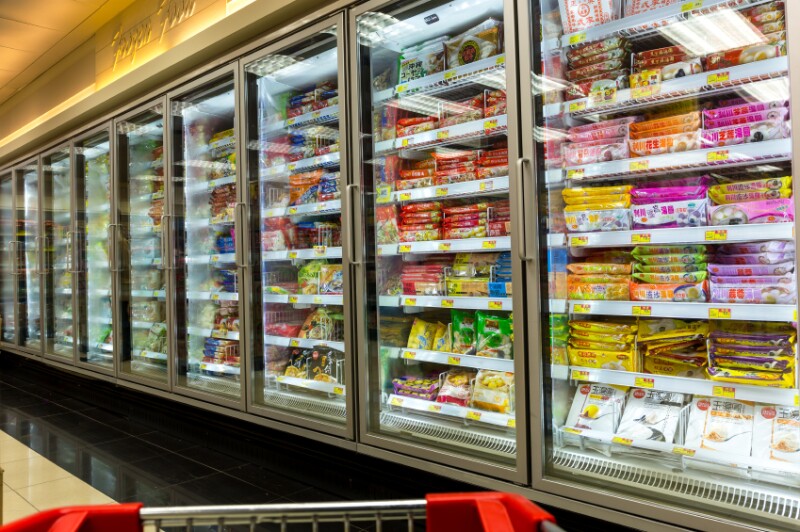 Frozen Food Section of Grocery Store