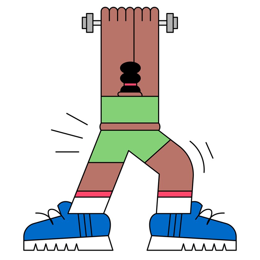 illustration of woman doing a Plie Squat with Overhead Triceps Extension