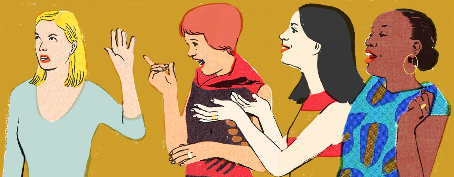 Illustration of woman being annoyed by her married friends