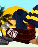 photo collage of nostalgic clothing items that are making a comeback