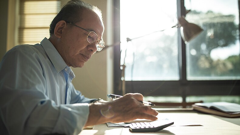 Man working on budget