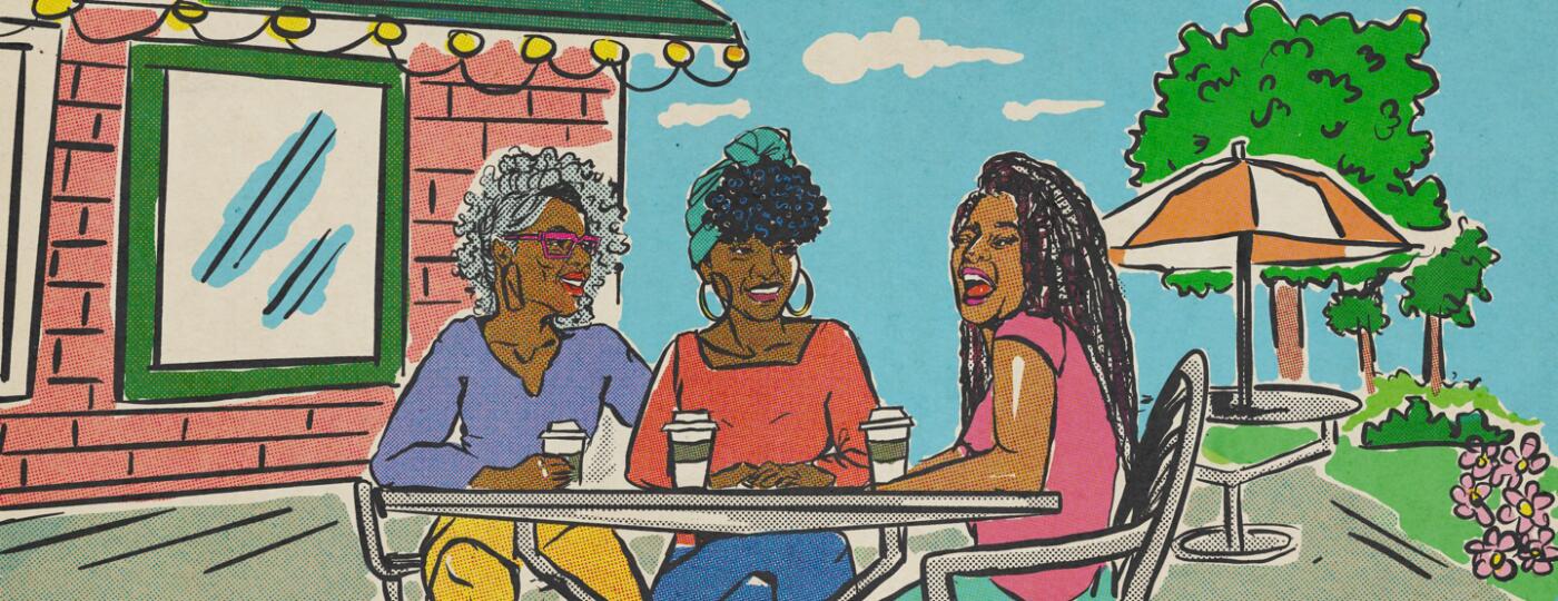 illustration_of_females_sitting_together_drinking_coffee_and_talking_by_Amanda_Howell Whitehurst_1440x560