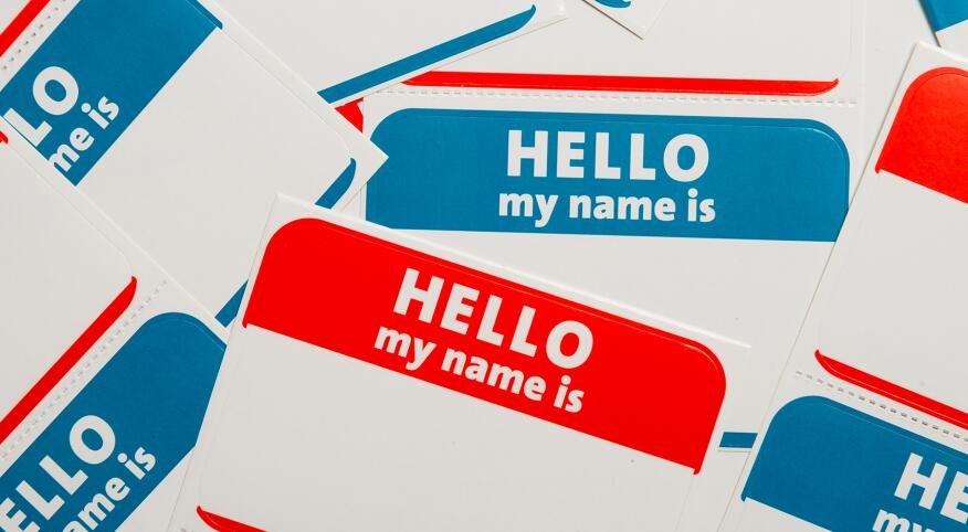 Stack of name tags or badges