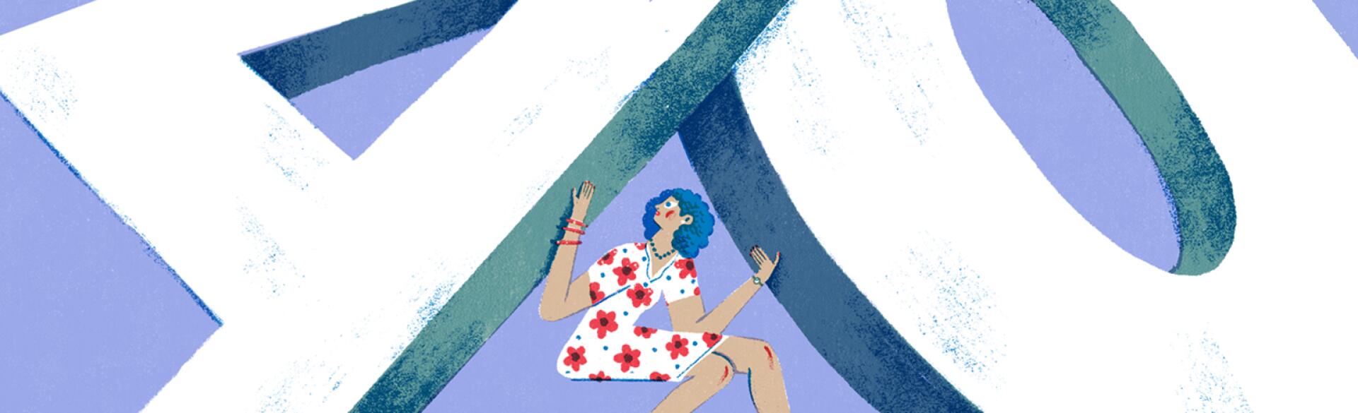 illustration of woman between a big number 40