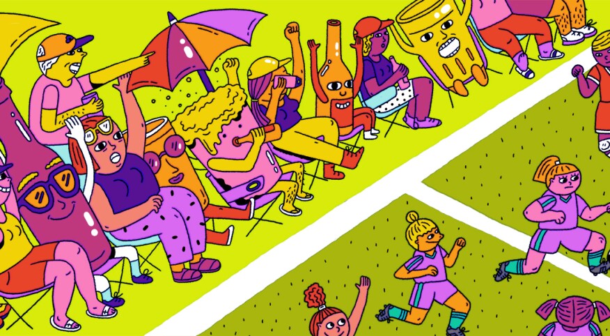 illustration of alcohol drinks present at a childrens soccer game