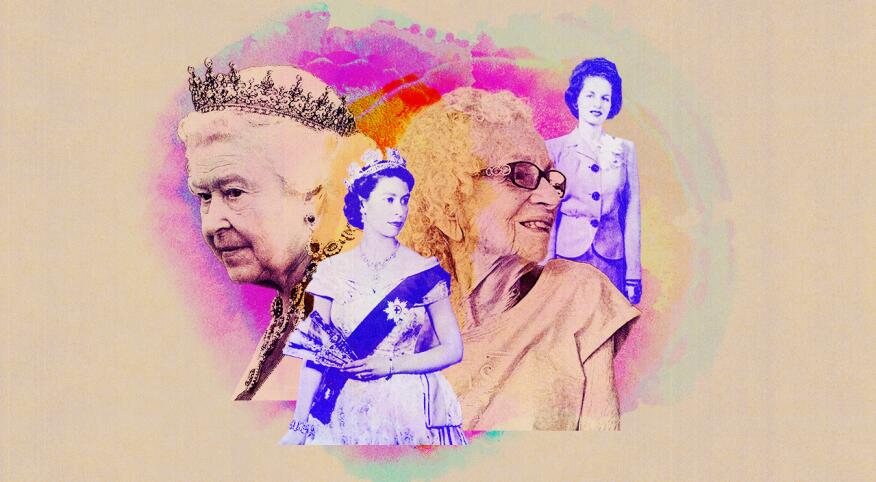 photo collage of queen elizabeth and author's mother