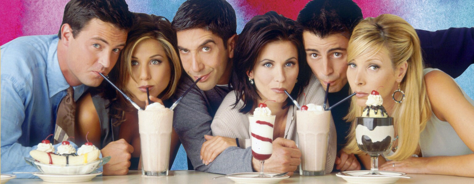 A promotional shot of the Friends actors from early on in the show's run.