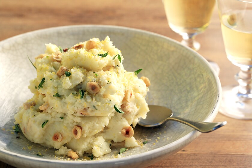 Meyer lemon hazelnut mashed potatoes