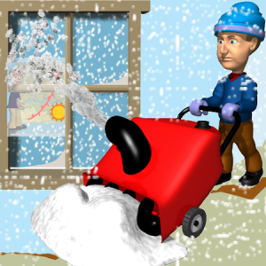 Man using snow blower graphic