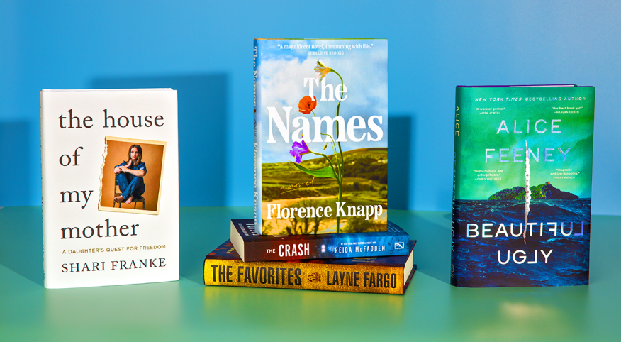 stack of five books, photograph