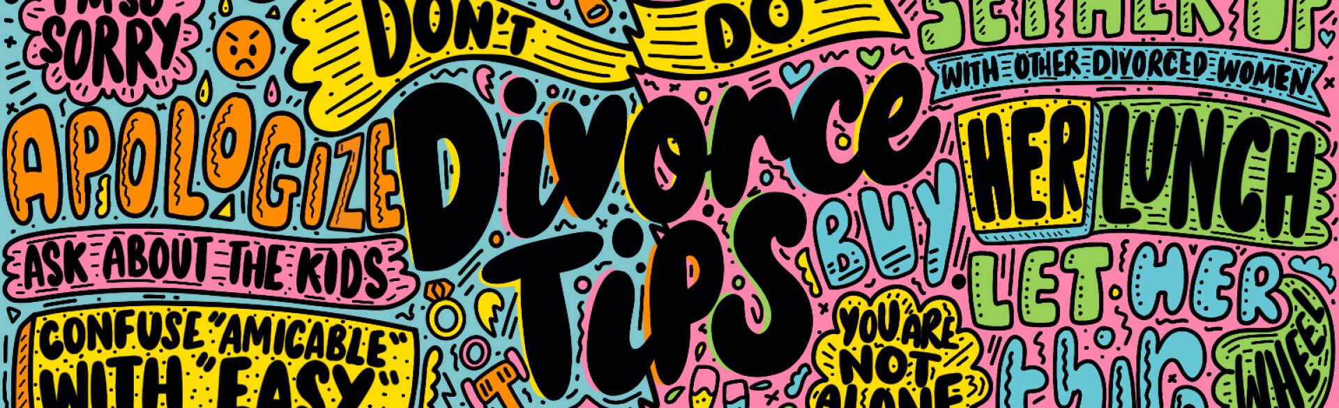 illustration of words for divorce tips