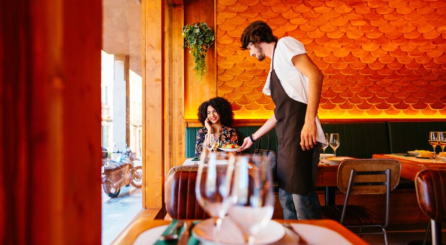 woman dining alone at a restaurant 