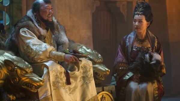 Benedict Wong (L) and Joan Chen (R) in a scene from Netflix's "Marco Polo." Photo Credit: Phil Bray for Netflix.