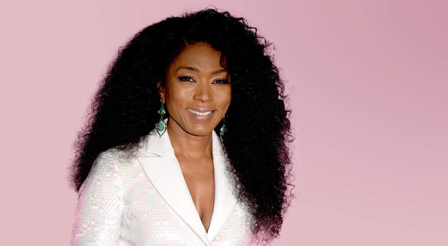 Angela Bassett with pink background